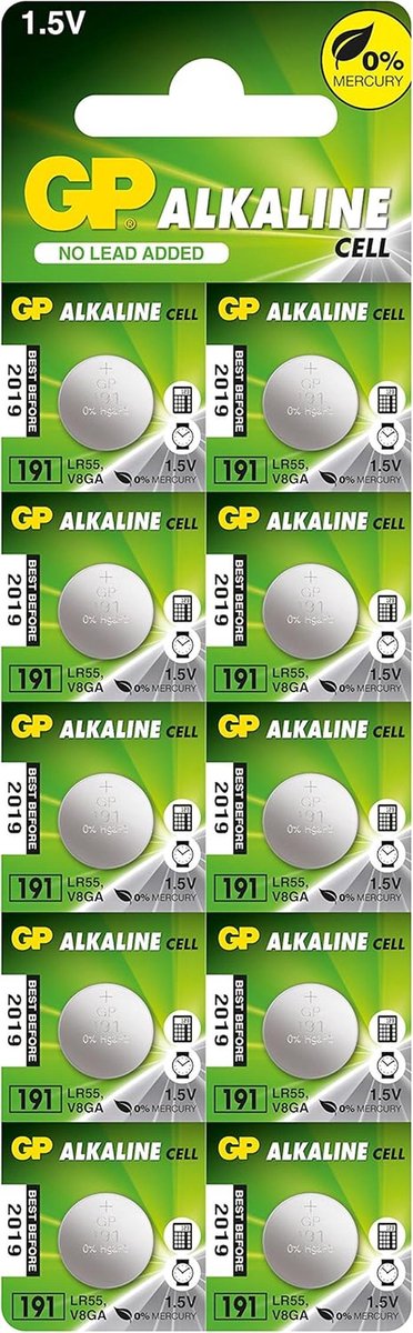 Alkaline batterij AG3/LR55 1,5 V - Pak van 10 - Blisterverpakking