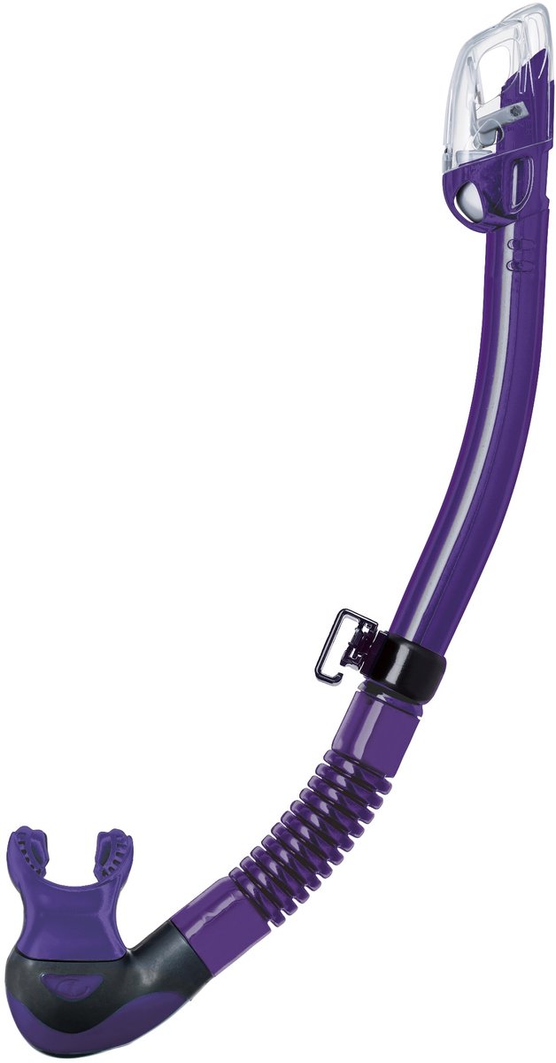 TUSA Hyperdry Elite II – Premium snorkel met droogtop systeem en hypoallergene siliconen mondstuk – Paars/Transparant – SP0101QVP VP