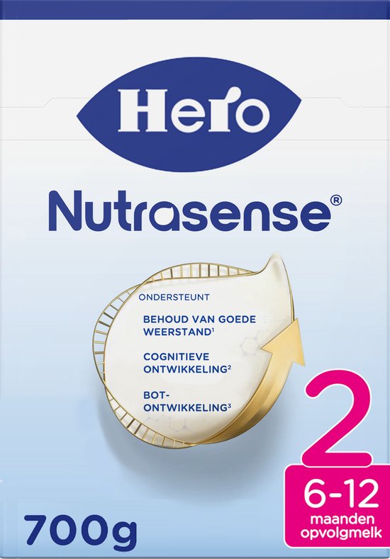 Hero Nutrasense Classic 2 (6-12 Maanden) - Opvolgmelk - Flesvoeding - met Melkvet - Palmolievrij - 3 x 700 gram