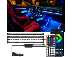 RGB LED Interieurverlichting voor Auto - 72 LEDs met App en Afstandsbediening - Multi-kleurige Sfeerverlichting