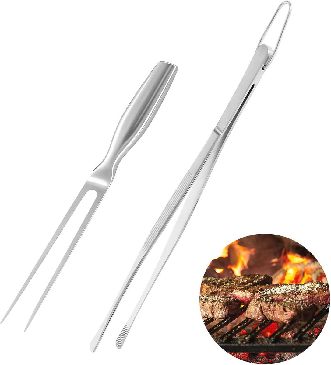 Vleesvork en Grilltang Set van Roestvrij Staal voor Perfecte Barbecue