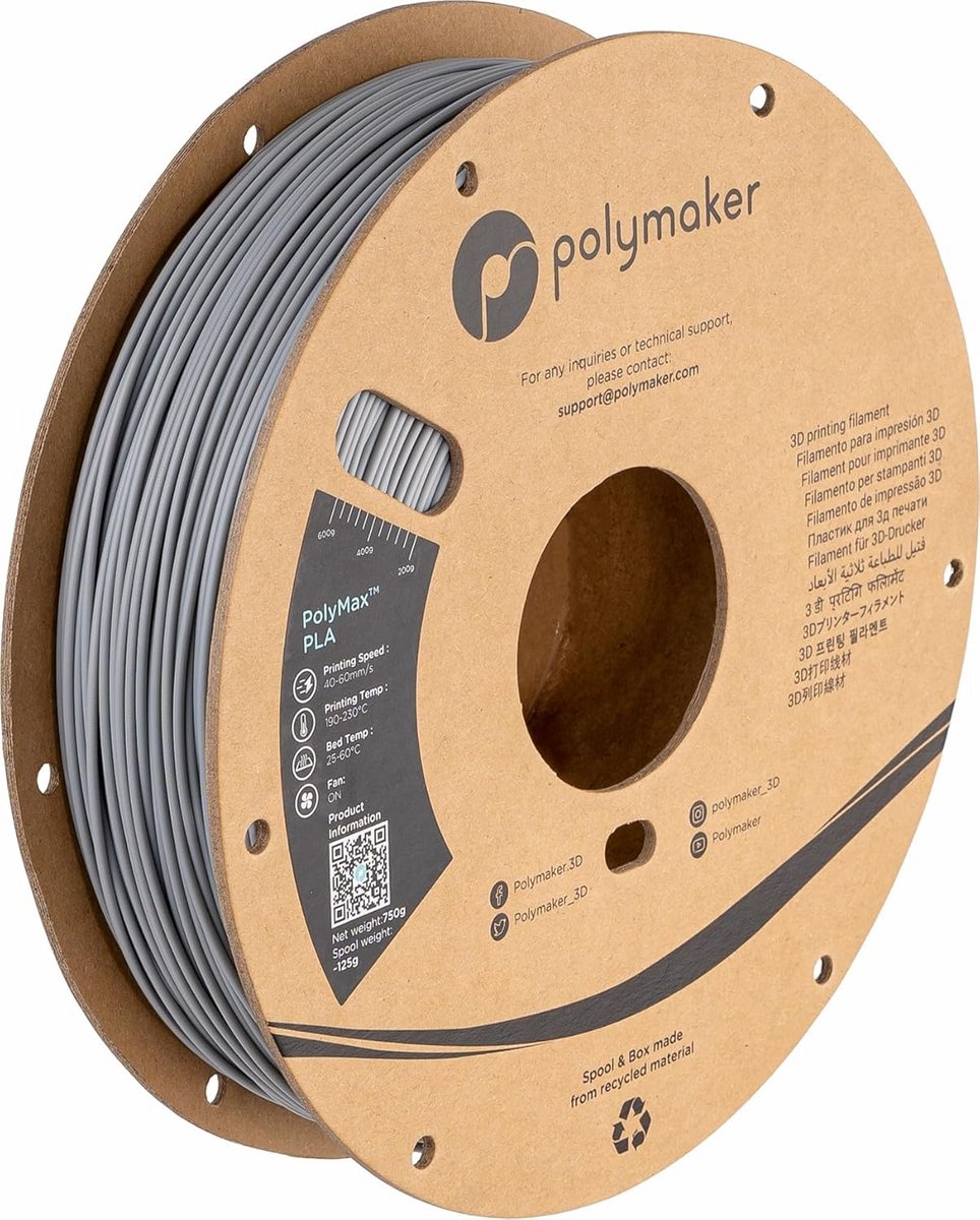 Tough PLA Grijs - 1.75mm - 750g voor 3D-printen