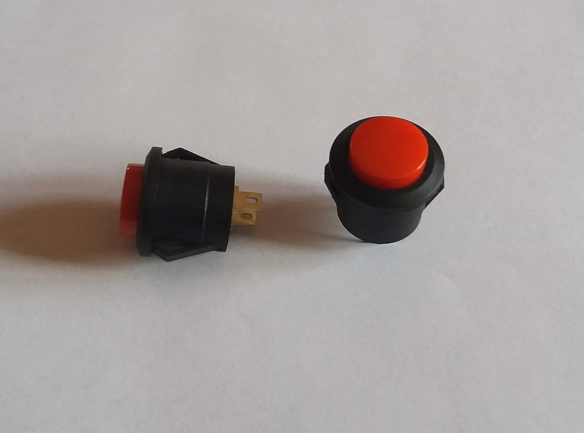 Ronde 16 mm paneelknop - Normaal open, 2 PIN, momentane schakelaar