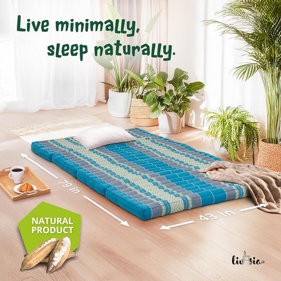 Duurzaam Klapmatras van Kapok 200x110cm - Gastenmatras, Yogamat en Ligstoel van Merkloos — afbeelding 4