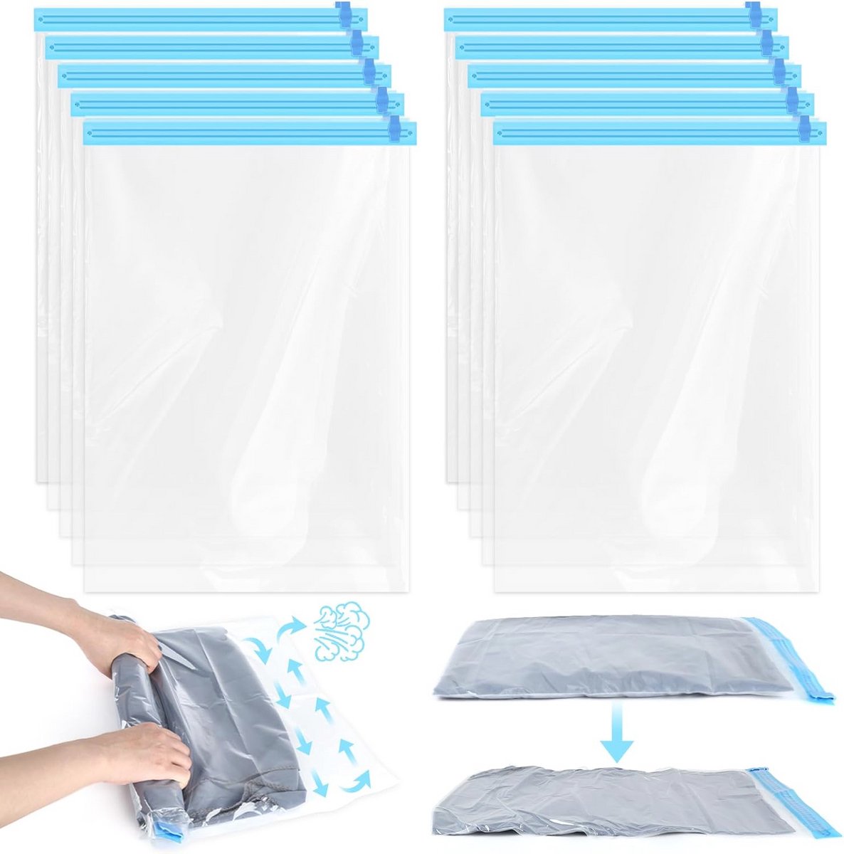 Vacuümzakken voor Kleding - 10 Stuks, 40 x 60 cm, Herbruikbaar en Waterdicht