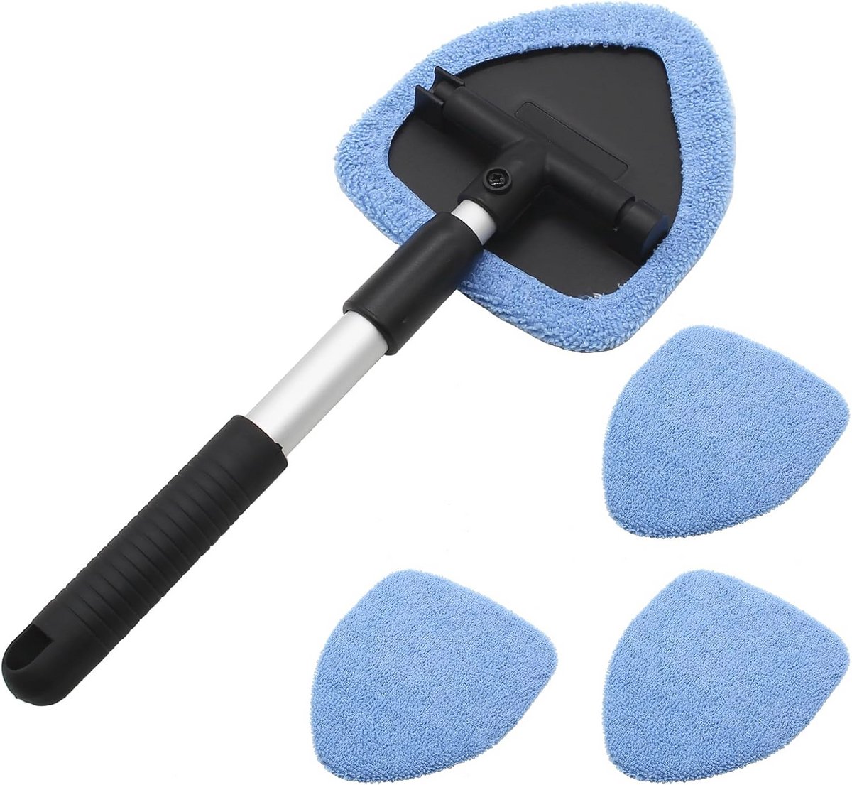 Autoruitreinigerkit met Uitschuifbare Handgreep en Wasbare Microvezelpads