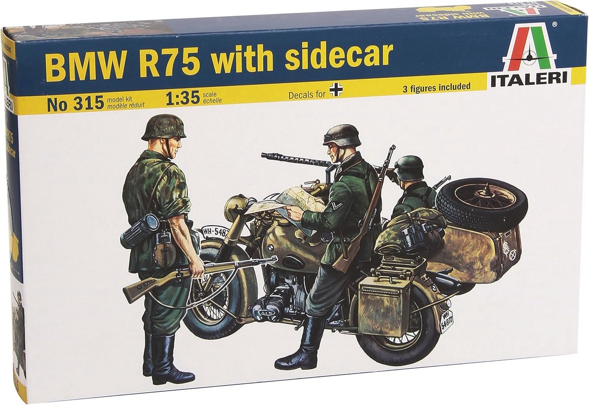 Modelbouwset BMW R 75 met zijspan schaal 1:35