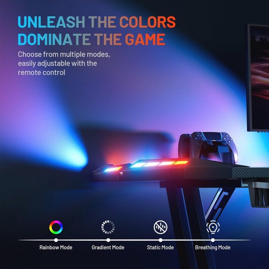 Ergonomisch Gaming Bureau 120 x 60 cm - Gamingtafel met Koolstofvezel Oppervlak, Bekerhouder en Hoofdtelefoonhaak - Zwart van Merkloos — afbeelding 5