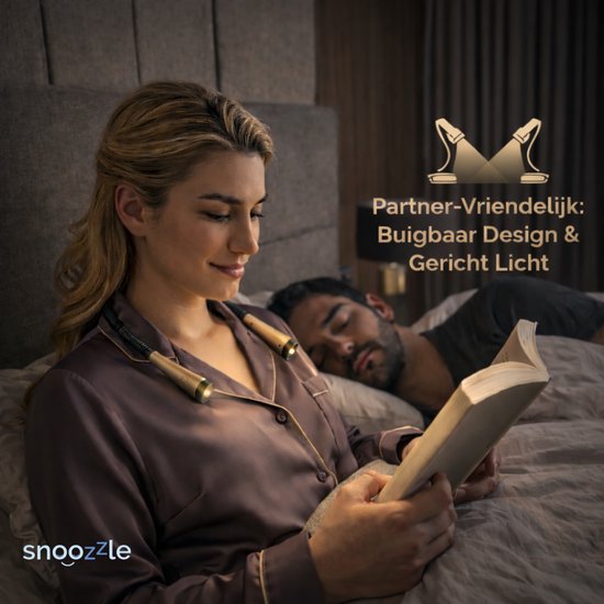 Snoozzle Neklamp Oplaadbaar - Inclusief Opbergzakje - leeslampje voor boek - Bedlamp - E-reader - Draadloos Leeslampje - Neklampje voor Haakwerk - 9 lichtstanden - Batterij van 80 uur - Zilver — afbeelding 4