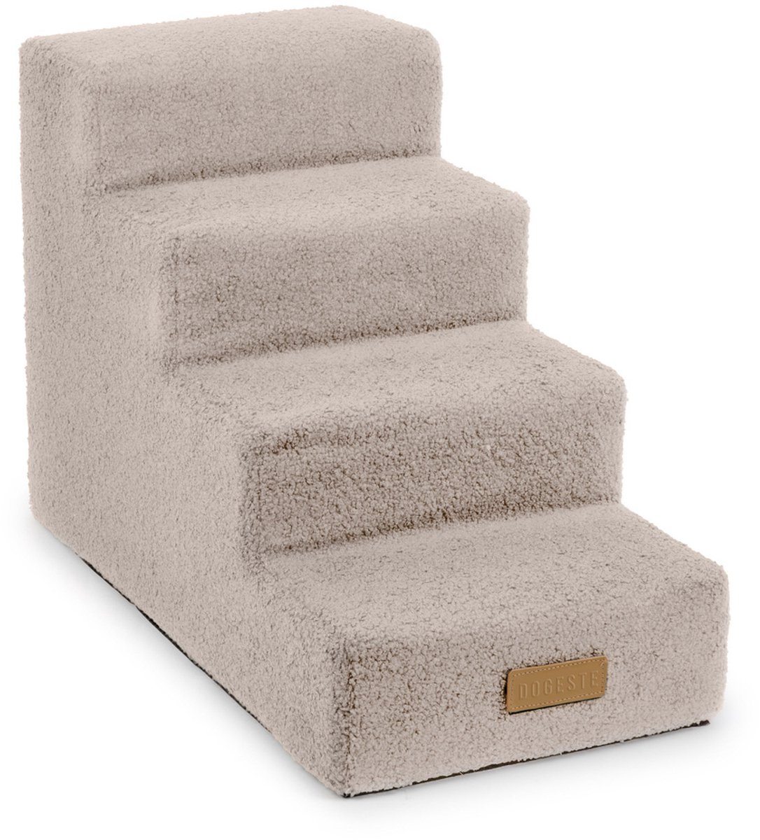 Dogeste hondentrap 4 treden voor hond en kat, opstapje voor bank en bed, antislip, afneembare hoes, teddy, kleur grijs
