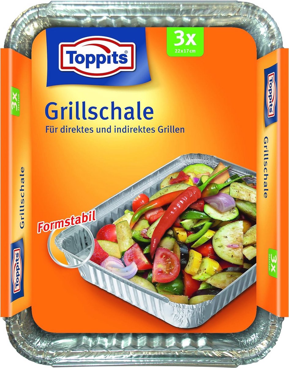 Grillschalen voor Direct en Indirect Grillen - 3 Stuks Vierkant 22 x 17 cm - Zilver