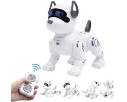 Interactieve Robot Hond met Afstandsbediening – Programmeerbare Stunt Dog met LED-Ogen, Geluid & Dansfuncties – Oplaadbaar Speelgoed voor Kinderen