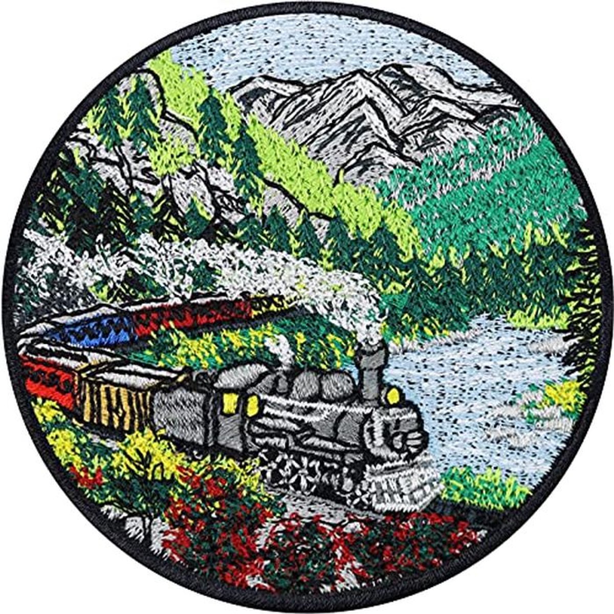 Grijs Trein Strijkpatch Premium 80 x 80 mm