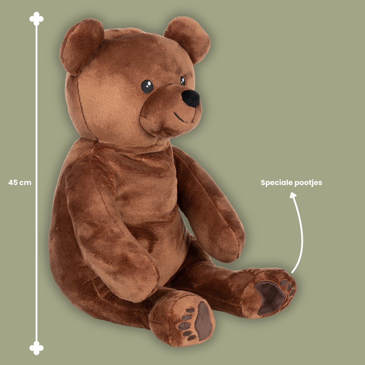 Hugsback 2 kg Verzwaringsknuffel Beer – Verzwaarde Knuffel 45cm – Weighted Stuffed Animal – Zware Knuffel tegen Stress & Angst – Sensorisch Speelgoed – Knuffelbeer voor Kinderen & Volwassenen — afbeelding 5