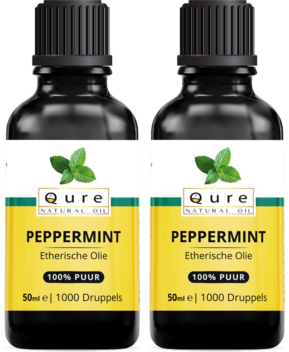 Pepermuntolie 2x50ml | 100% Puur & Onbewerkt | Verfrissend, Natuurlijke Aromatherapie, Massage & Huidverzorging