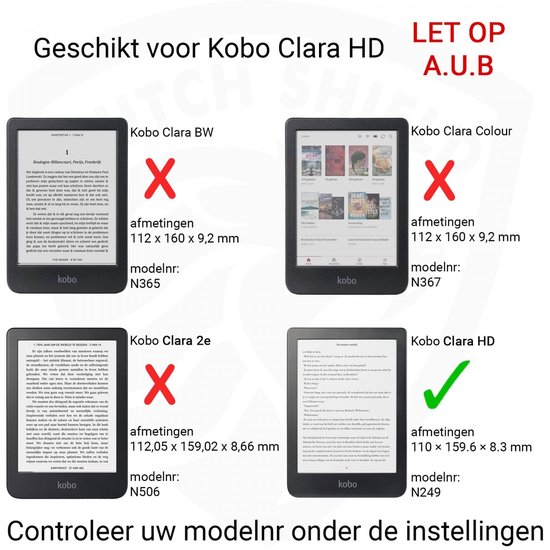 Hoesjes Boetiek - SleepCover voor Kobo Clara HD - Zwart
