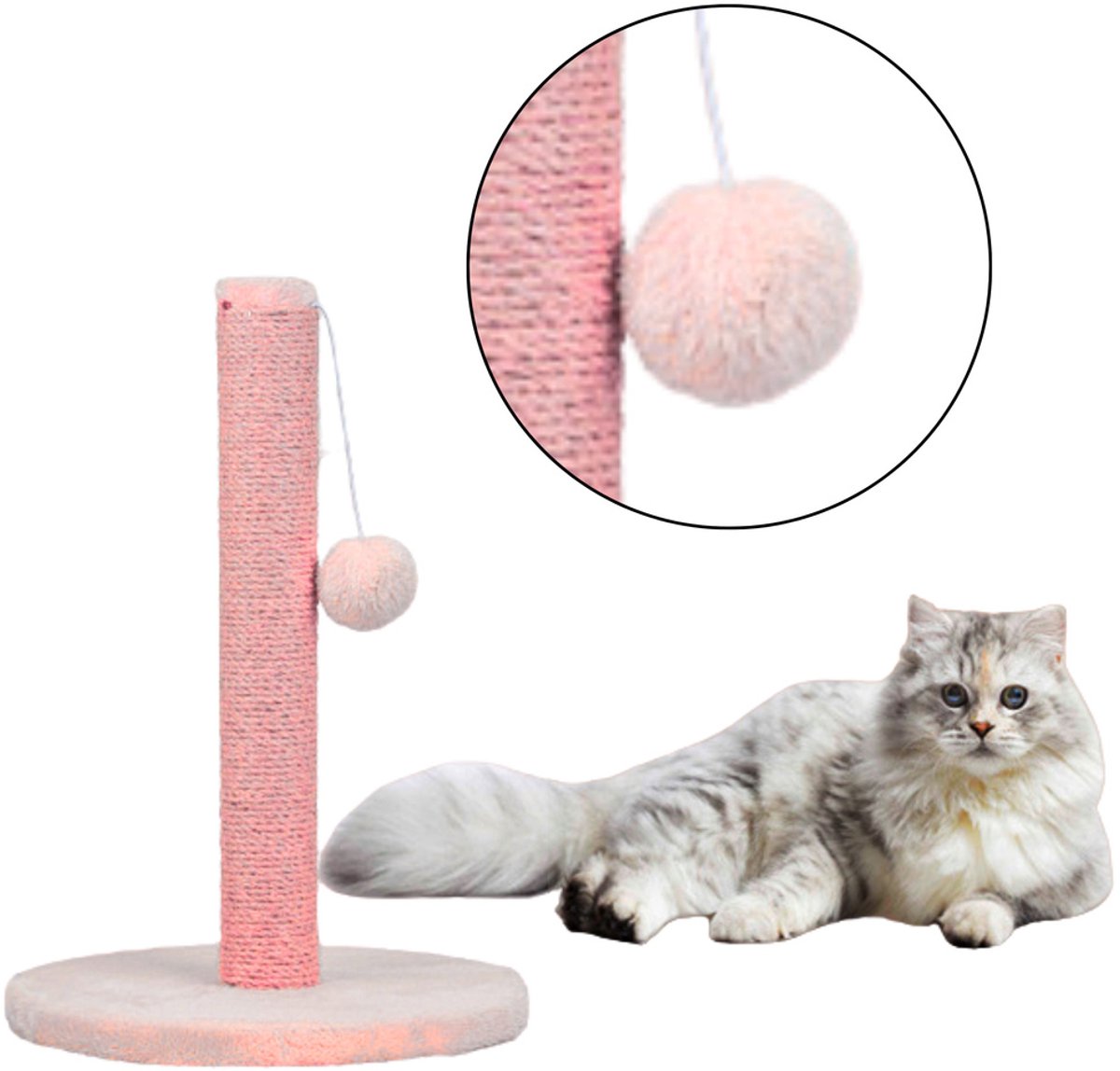 Cat Scratcher Krabpaal Toren Roze 40 Cm X 30 Cm