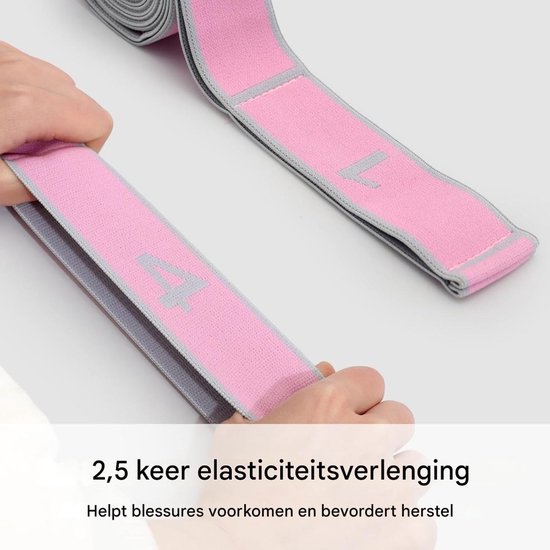 longziming -Elastische Yogariem met 8 Lussen - Stretchband voor Yoga, Pilates & Gymnastiek - Ideaal voor Rek- en Krachttraining - Fitness Dehnband voor Beginners & Gevorderden — afbeelding 4