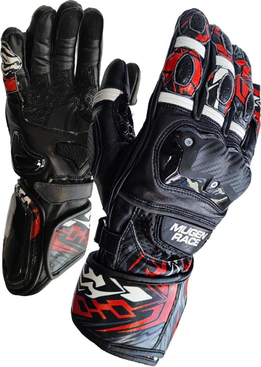 MUGENRACE Moone Sport Zwart Rode Handschoenen - Handschoen