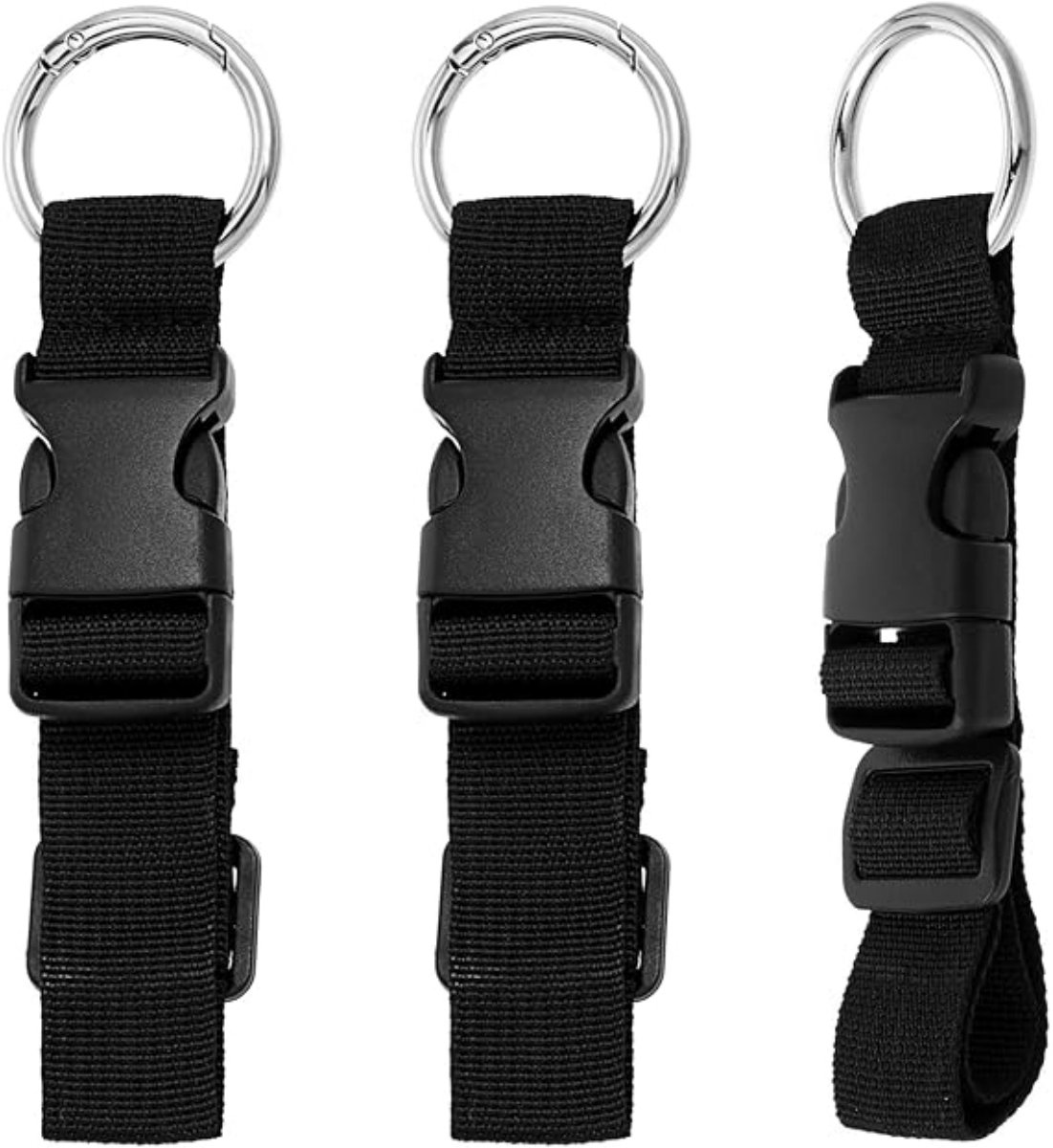 longziming -Verstelbare Bagageriemen – 3-Pack Koffer- en Rugzak Bevestigingsriemen met Jasclip – Stevig Reisaccessoire voor Extra Bagage, Jassen en Handbagage – Zwart