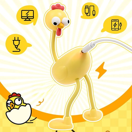 2 stuks Leuk Baby Nachtlampje - Chicken - Nachtlampje Kinderen - Nachtlampje Baby - 3 Niveaus Dimbare Leuke LED Lamp - USB Batterij - Slaapzaal Kantoor Decor Speelgoed Geschenken voor Vrienden - Cadeau Artikel - Geel en wit van Merkloos — afbeelding 3