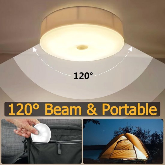 Oplaadbare Mini LED Nachtlampjes Draadloos, 2 Stuks Warm Wit Dimbare Wandlamp voor Trappen, Kast en Gang — afbeelding 3