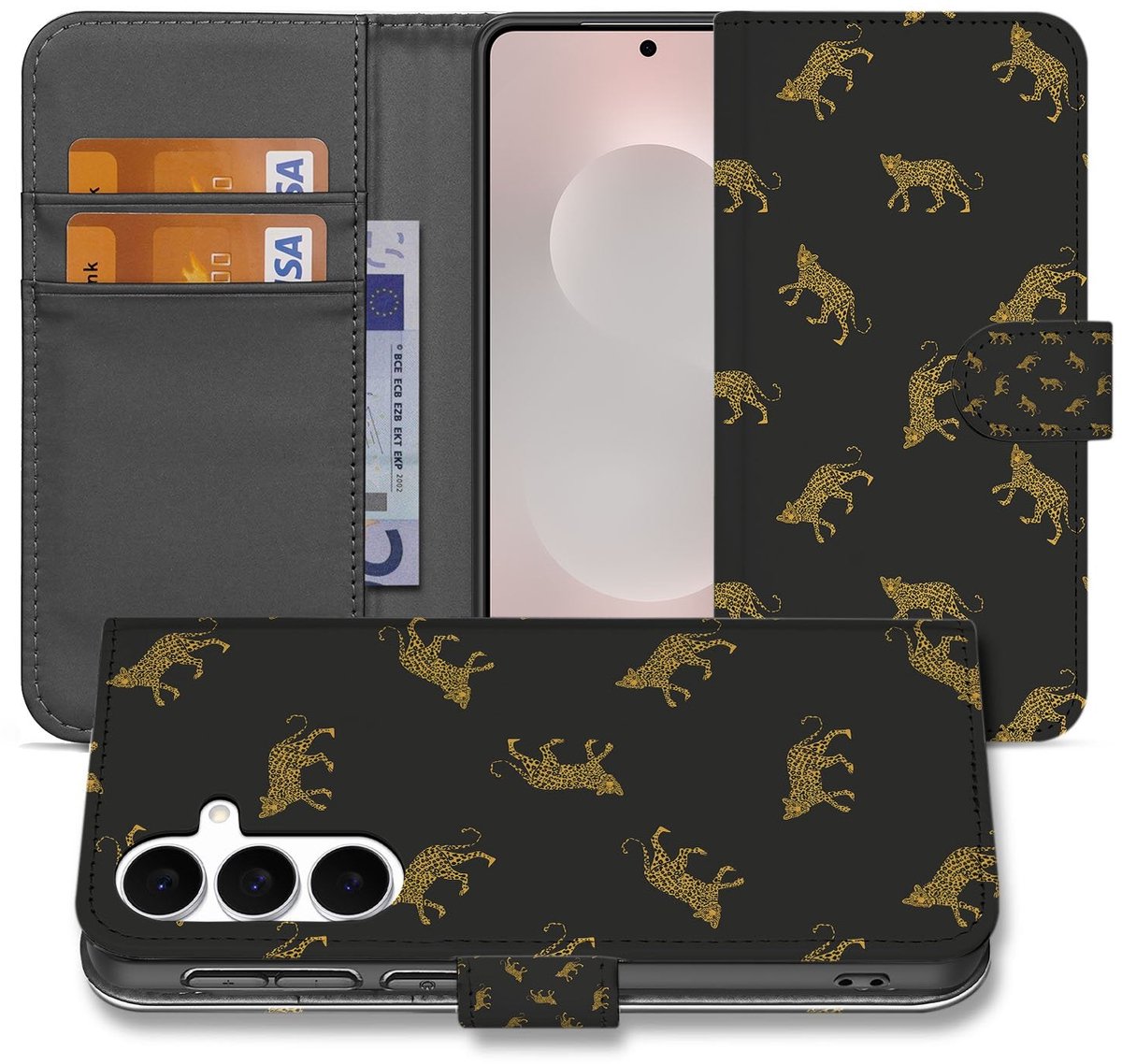 Telefoonhoesje Met Pasjes Samsung Galaxy S25 FE Luipaardprint PU Leer