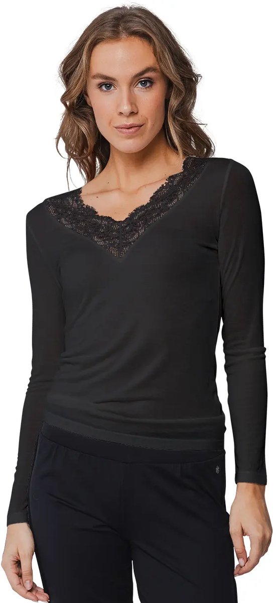 Ondershirt Pastunette Premium - Zwart - Modal/Wol - Lange mouwen - Maat S
