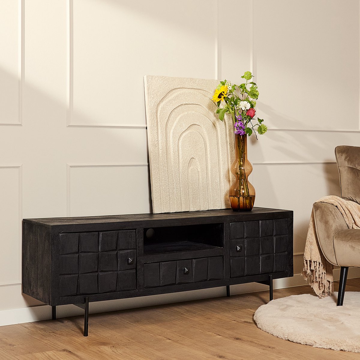 Starfurn - Tv meubel Brandy - 180 cm - zwart