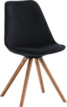 Clp Pegleg Eetkamerstoel - Rond frame - Fluweel - Zwart - Kleur onderstel : Walnoot