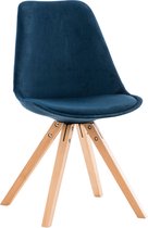 Clp Pegleg Eetkamerstoel - Vierkant frame - Fluweel - Blauw - Kleur onderstel : Natura