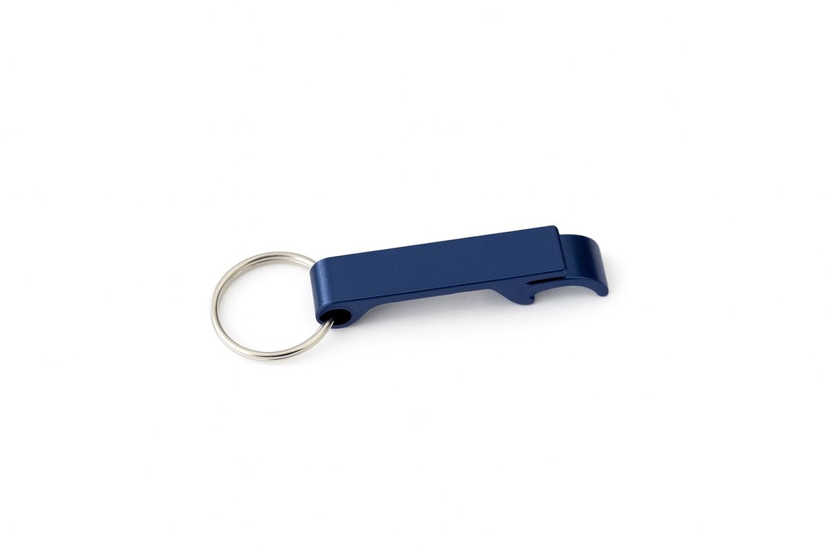 Sleutelhanger Flesopener – Aluminium – Gepersonaliseerd met Tekst – Donker blauw-6cm x 1cm