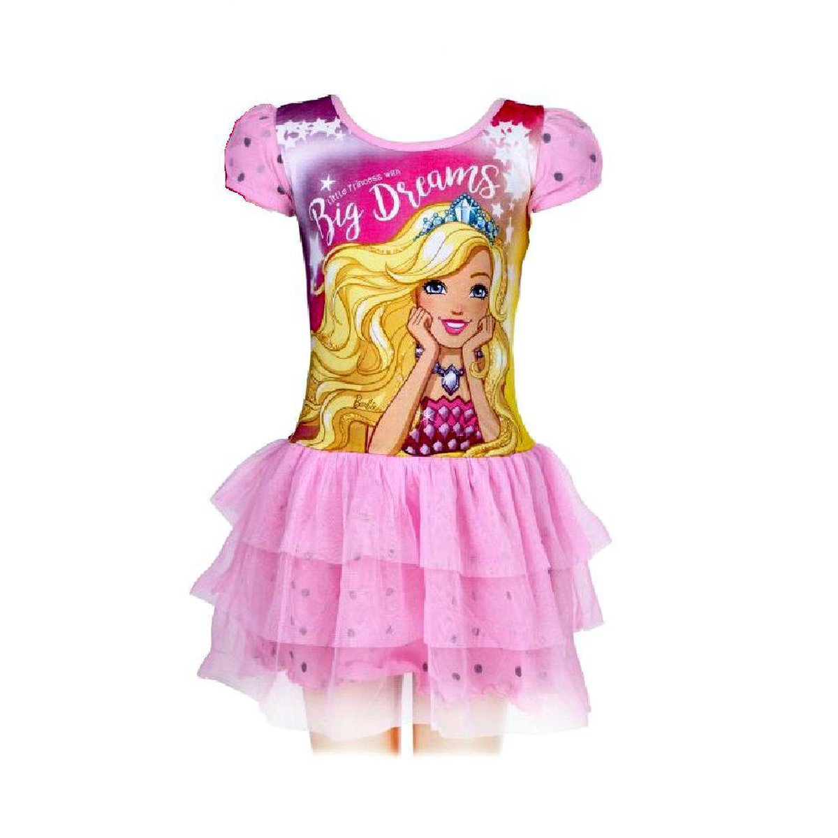 Barbie fille robe à manches courtes et jupe évasée en tulle Girls Dress 110