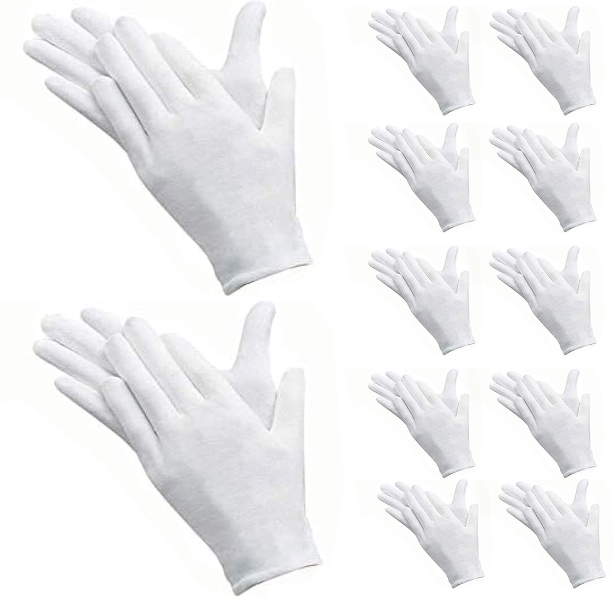Ynkkvre – Handschoenen – 24 stuks (12 paar) witte katoenen handschoenen – voor droge handen, cosmetisch gebruik, eczeem, spa, sieradeninspectie en bediening