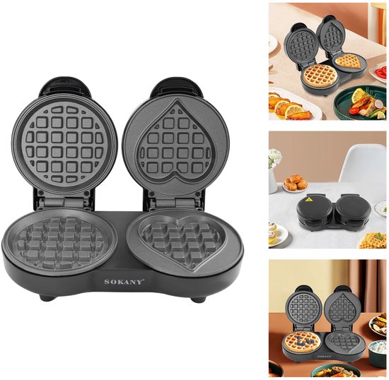 CYRO - Wafelijzer - Wafelmaker - Wafelijzer Hartvorm - Wafelijzers - Keukenmachine - met Antiaanbaklaag - Elektrisch - Zwart — afbeelding 3