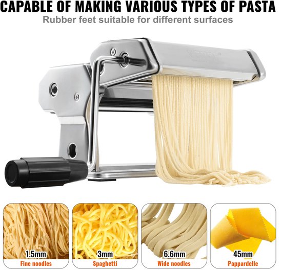VEVOR - Pastamachine - Pastamaker - Pasta Machine - Deegmachine - Pastamachines - RVS - Snijmachine - Pasta en Noodles - Zilver van Merkloos — afbeelding 5