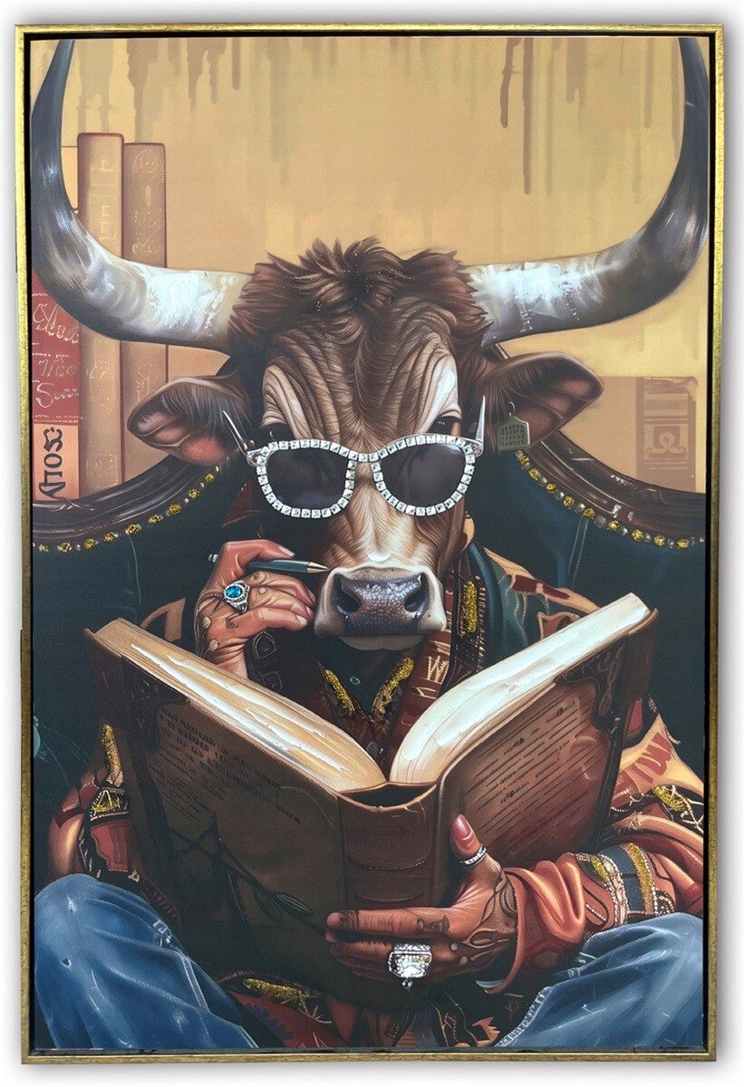 Schilderij bull book 60x90cm