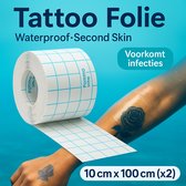Tattoo Folie - M - Waterproof Second Skin Nazorgfolie – 2 Meter (1+1 Gratis - 2 Rollen) – 10 cm x 100 cm – Tattoo Zwemfolie – Douchen, Zwemmen & Vakantie – Bescherming voor Nieuwe Tatoeages