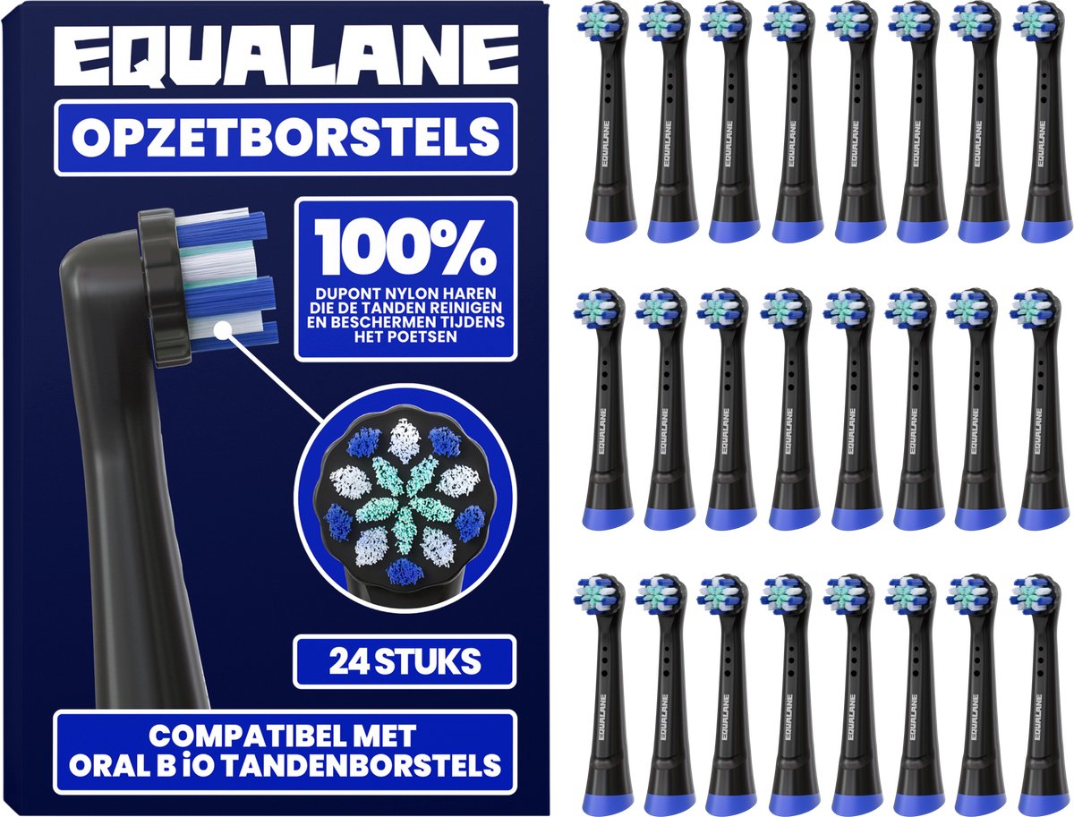 Opzetborstels geschikt voor Oral-B iO - Universele Opzetborstels - Zachte Borstelharen - Zwart - 24 Stuks