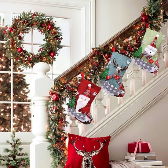 Kerstsokken met hoofdletters, kerstsokken, dubbelzijdige kousen voor de