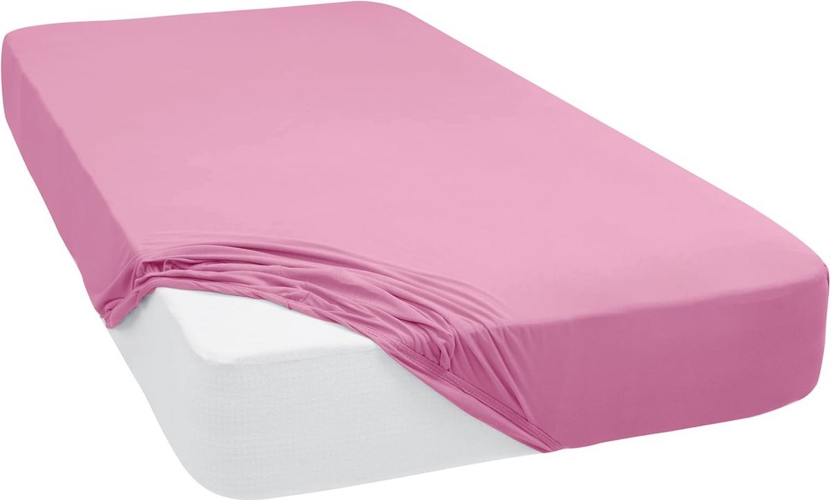Stunq® Comfortabel en Ademend Jersey Hoeslaken - 100% Katoen - 28 Kleuren - 120 x 200 cm - Oudroze