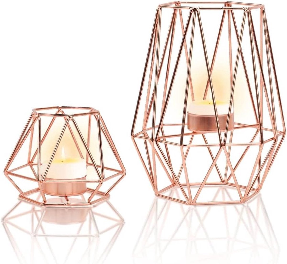 Stunq® Stijlvolle Geometrische Theelichthouders Set van 2 voor Romantische Tafeldecoratie