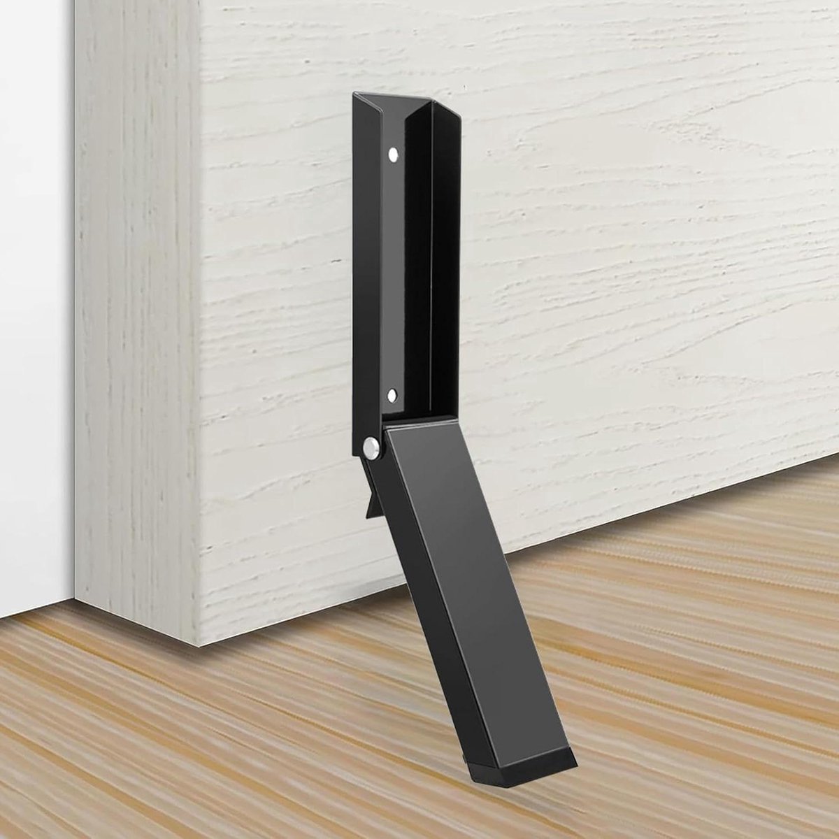 Stunq® Rubberen deurstopper - Neerklapbaar en in hoogte verstelbaar - Antislip punt - Zwart