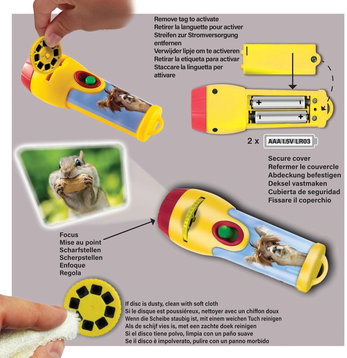 Brainstorm - Funny Animals Torch and Projector - zaklamp grappige dieren – foto 4