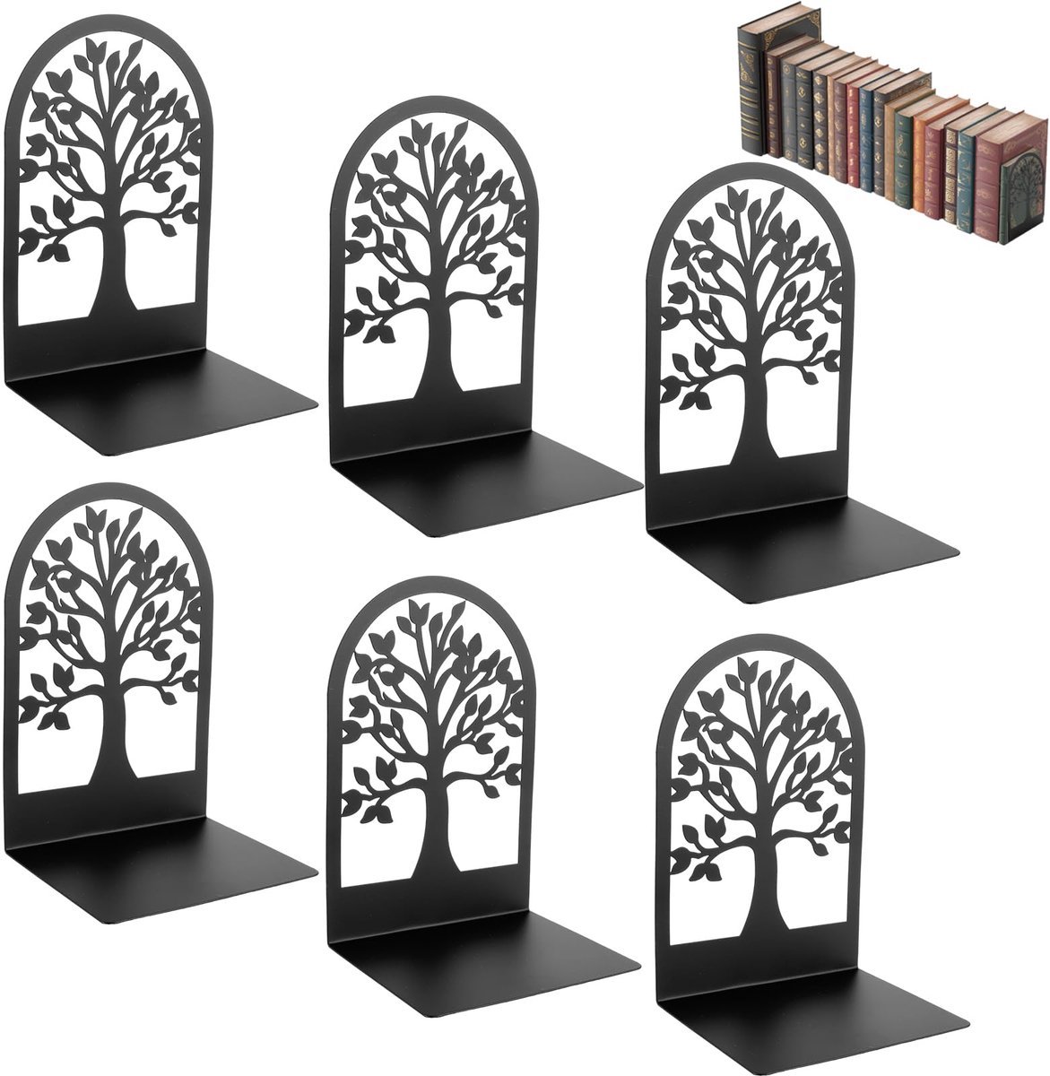 Stunq® 3 Stuks Zwarte Metalen Boekensteunen – Stabiel & Modern Design