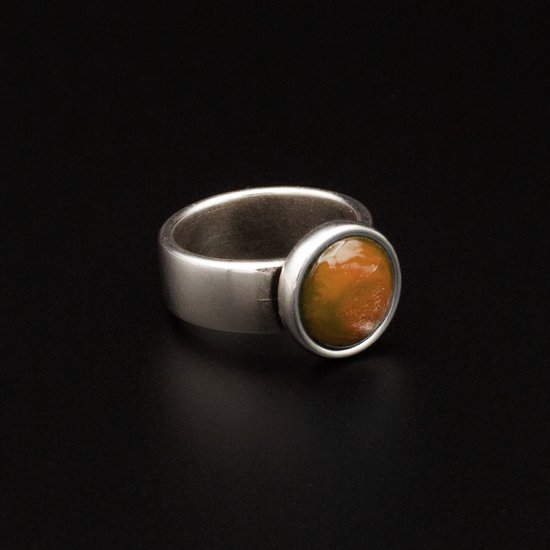 Bague Qoss Ring Juul – Bague Large Couleur Argent avec Cabochon de 12 mm | Taille Plus Petite | Sans nickel | Fabriqué à la main | Peut être combiné | Canyon | Taille XL