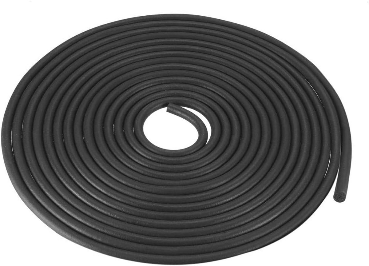 Rubberen afdichtstrip schuim 5 mm diameter - 5 meter lang zwart