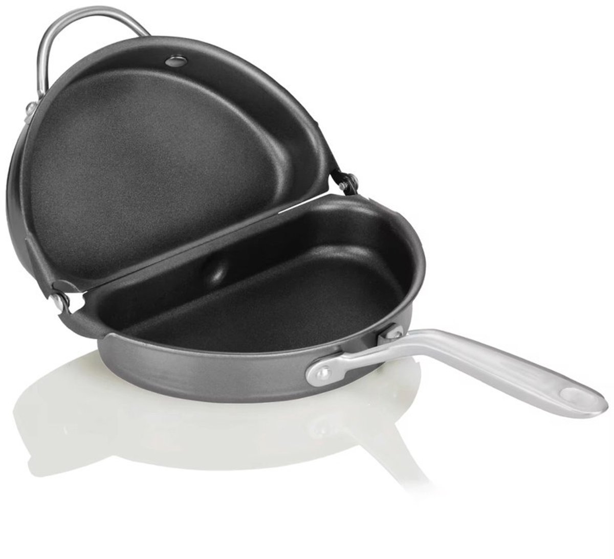Omeletpan in Italiaanse stijl, antiaanbaklaag, dubbelzijdig opvouwbare omeletpan (zwart)