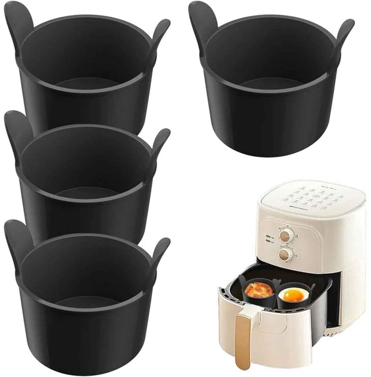 Mmgoqqt 40 Stuks Silicone Kommen - Zwarte Ovenschaaltjes Voor Airfryer - Bakvormen Voor Muffins, Cupcakes En Desserten - Veilig Voor Voedingsgebruik