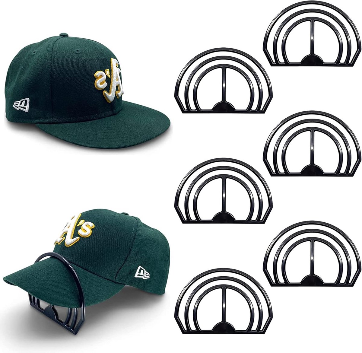 Set van 6 hoedbuigers - Geen stoom nodig - Dubbele curve opties voor petten en hoeden - Zwart